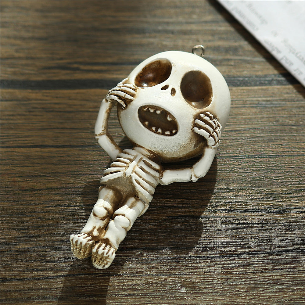 Small Skull Doll Resin Keychain Pendant