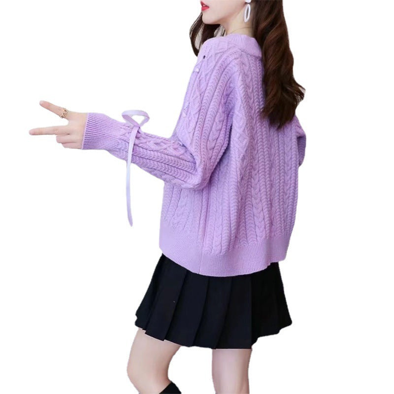 Ribbon knitted cardigan