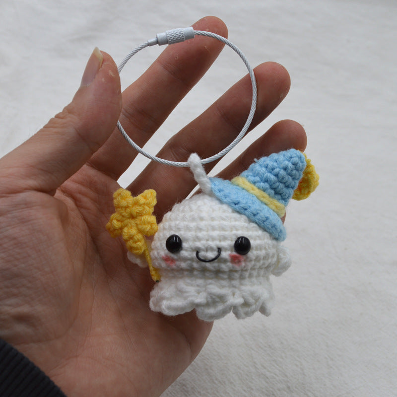 Sunny Doll Lucky ghost Pendant Hand Crocheted Keychain