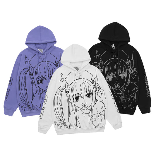 Cute cartoon printed loose sweatshirt