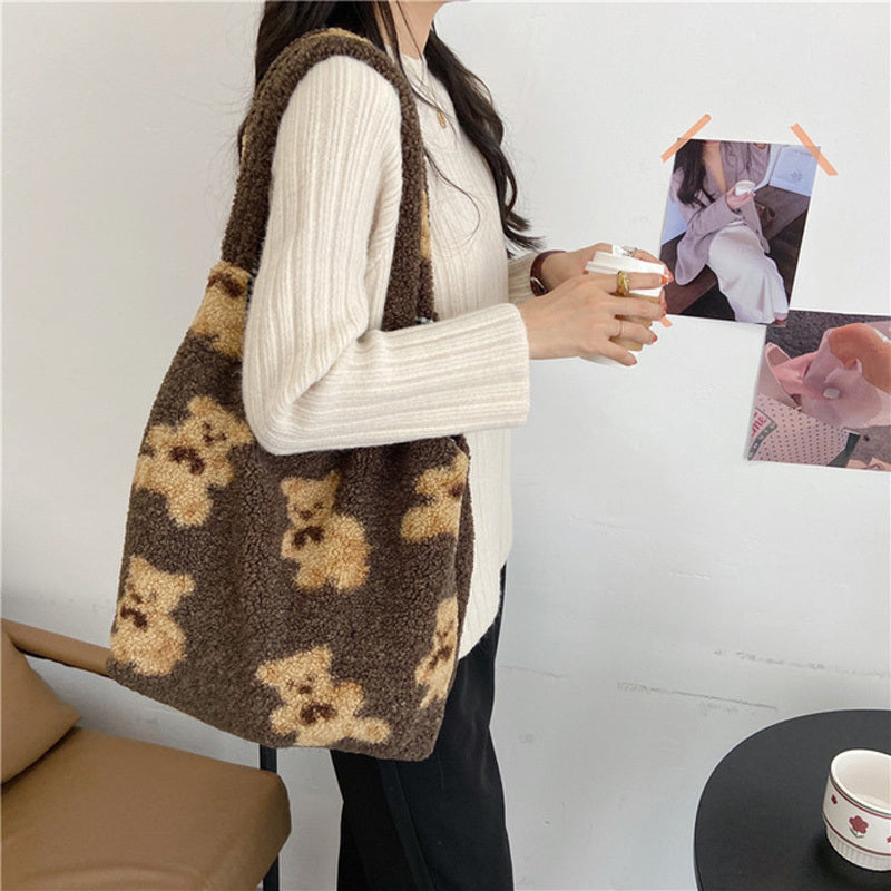 Cute Bear Print Shoulder Bag