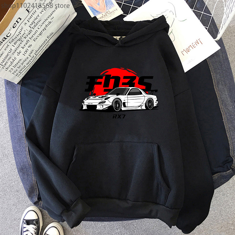 New Car Printed Cotton Hoodie Casual