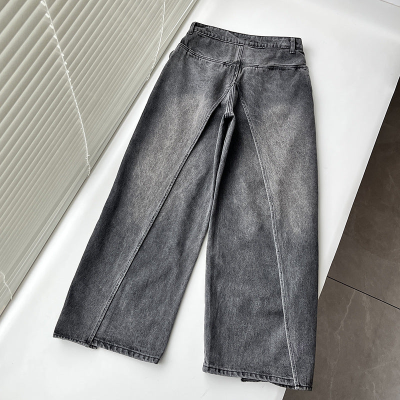 Retro Washed Slimming Wide-leg Jeans