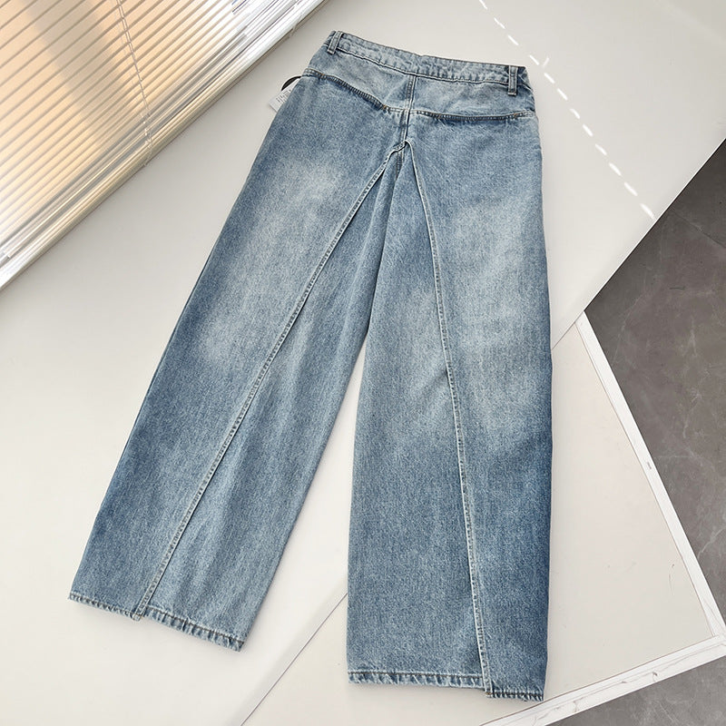 Retro Washed Slimming Wide-leg Jeans