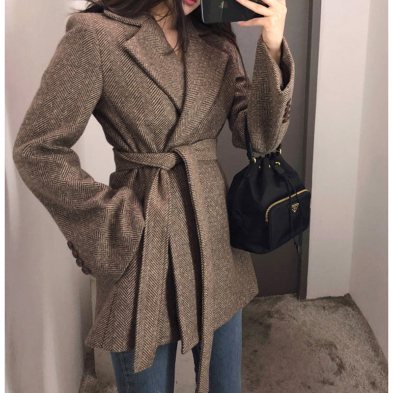 British Style Loose Suit Woollen Coat