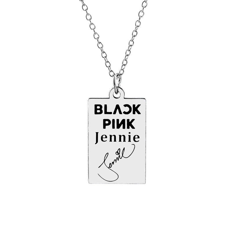 KPOP Jisoo Lisa Jennie Rose Signature ID Pendant Necklace