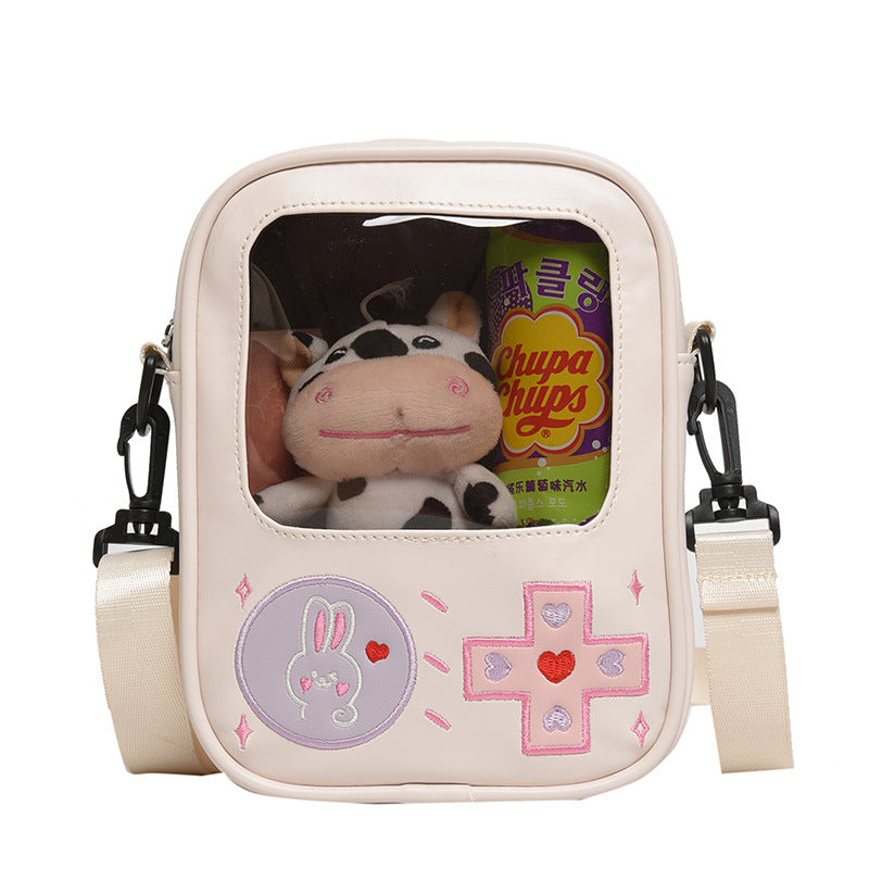 Girls Cute Doll Transparent Messenger Bag