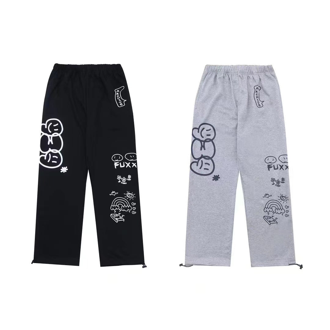 Graffiti Letter Loose Straight-leg Wide-leg Pants