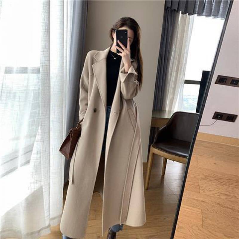 Light And Mature Style Mid-length Woollen Coat