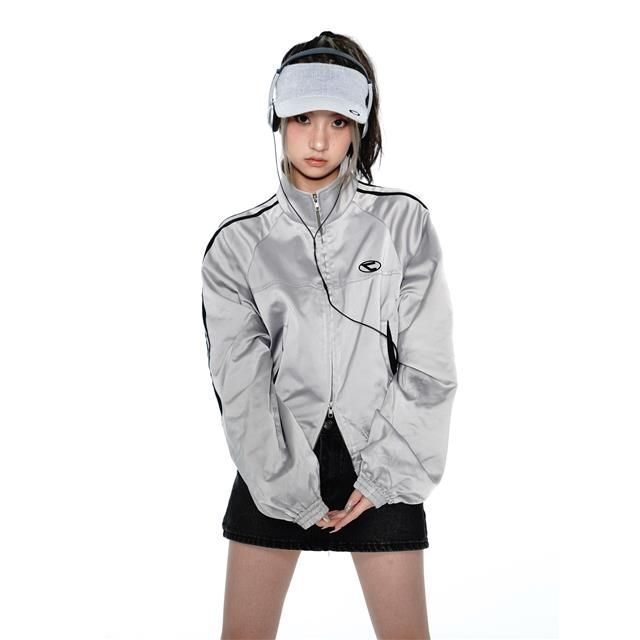 Retro Spice Stand Collar Double Zip Jacket