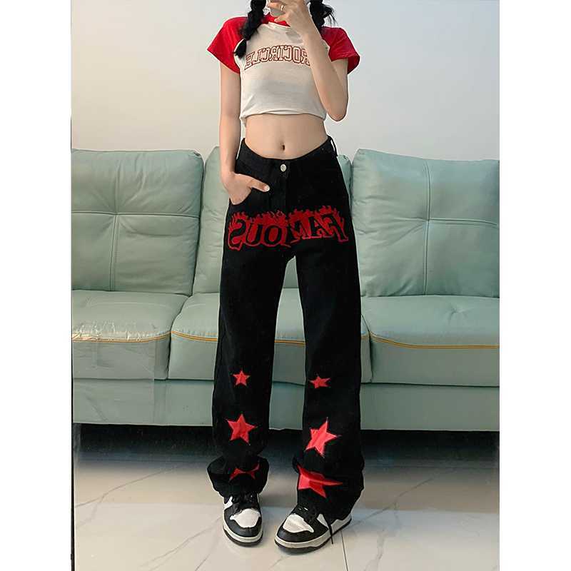 FAMOUS Red Star Letters Jeans