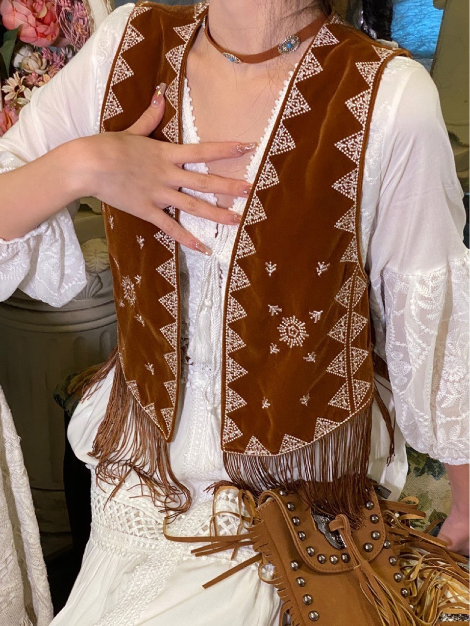 Tassel Embroidery Waistcoat Cardigan