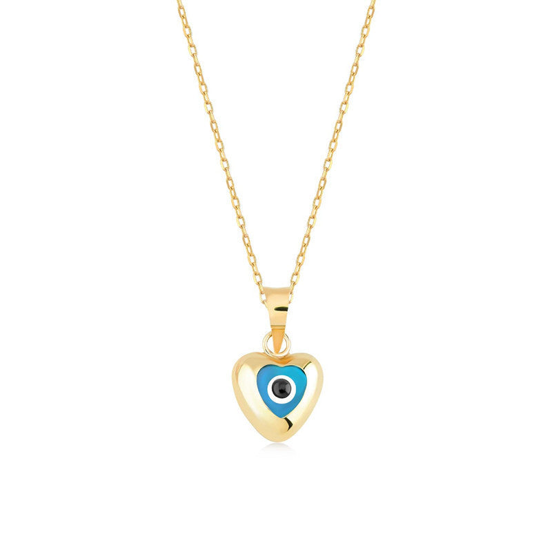 Evil Eye Zircon Necklace Heart