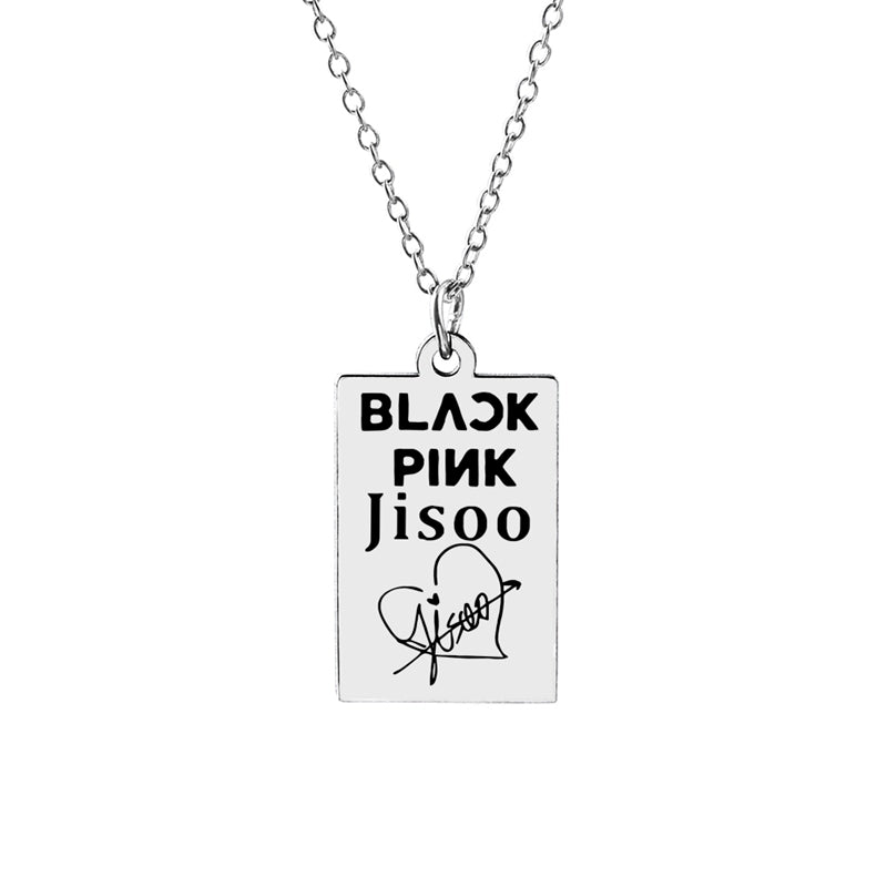 KPOP Jisoo Lisa Jennie Rose Signature ID Pendant Necklace