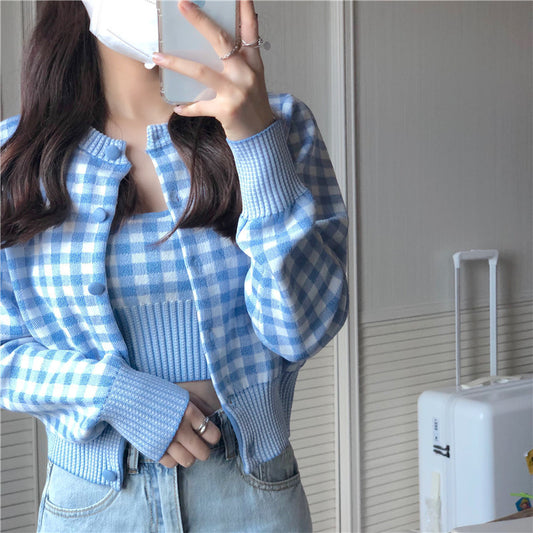 Plaid Knit Jacket