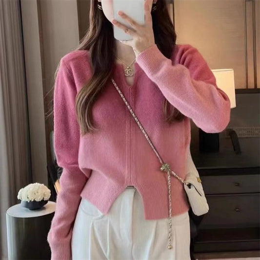 Gradient Color Knitted Long Sleeve Pullover