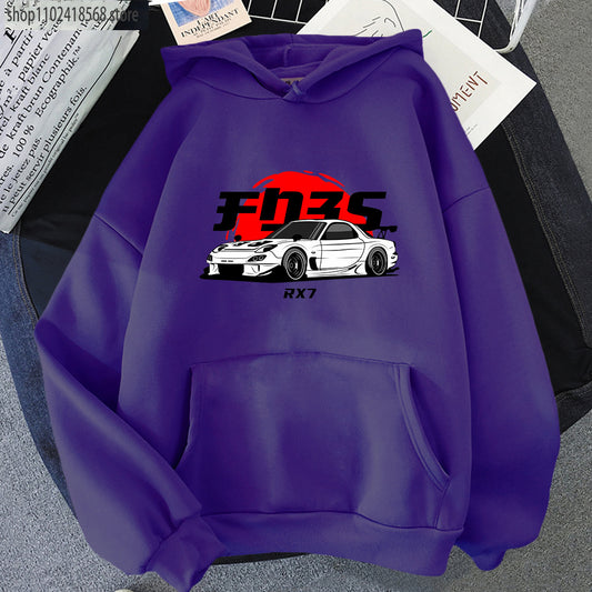 New Car Printed Cotton Hoodie Casual