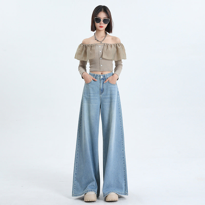 American Retro Women's High Waist Loose Wide Legs Jeans