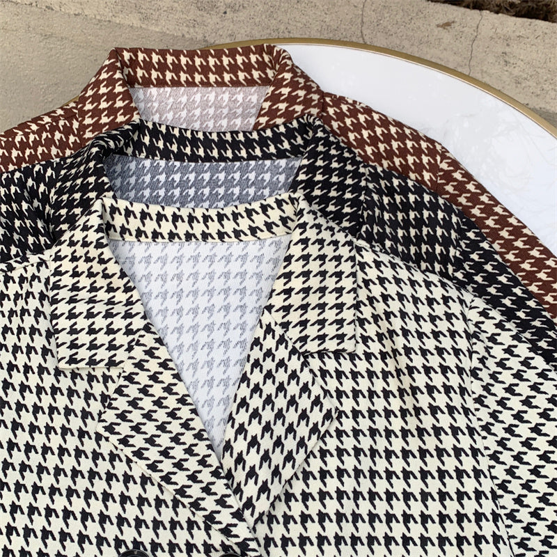 Niche All-match Short Houndstooth Suit Jacket