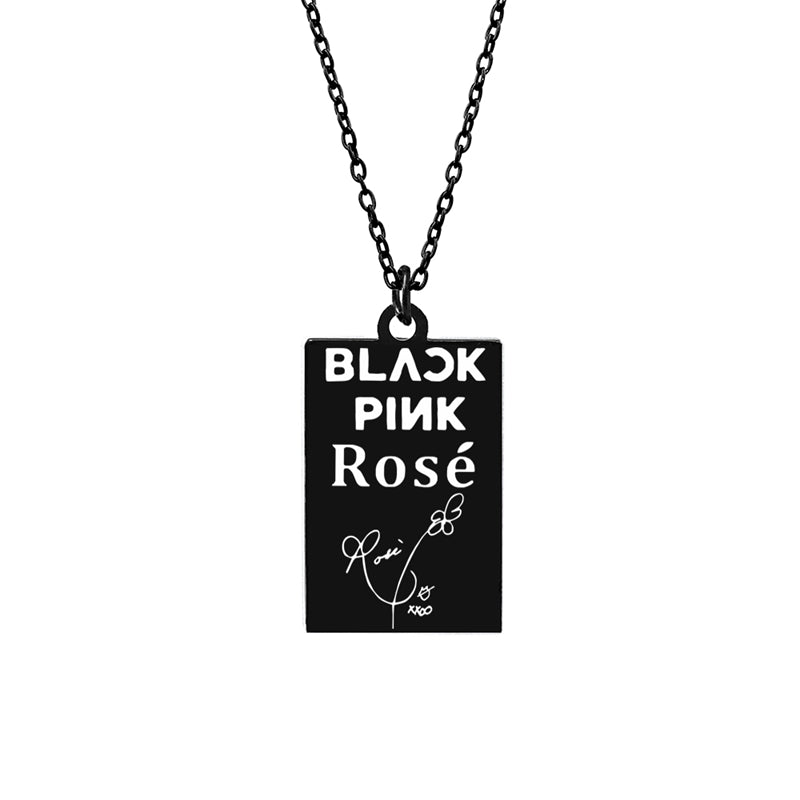 KPOP Jisoo Lisa Jennie Rose Signature ID Pendant Necklace