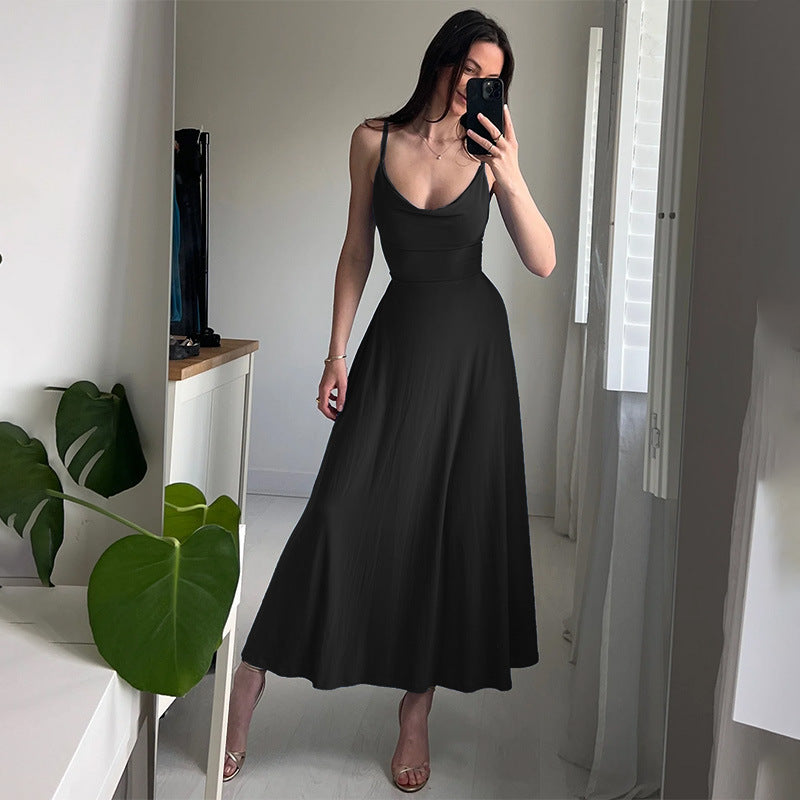 Elegant Style Slim Fit Sling Dress