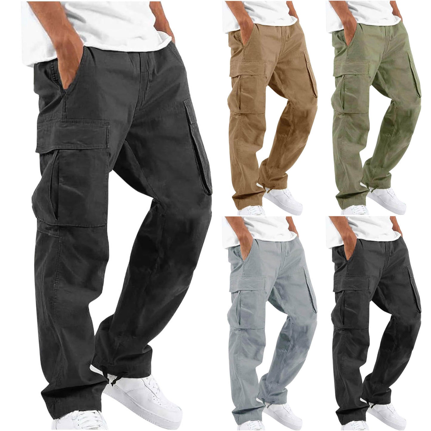 Drawstring Multi-pocket Casual Pants