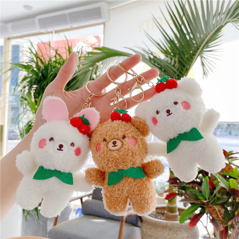 Plush Toy Strawberry Bear/Rabbit Toy Keychain Pendant