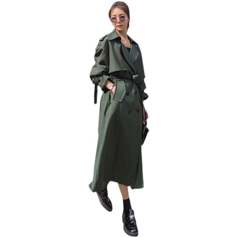 Loose Mid-length Army Green Trench Coat