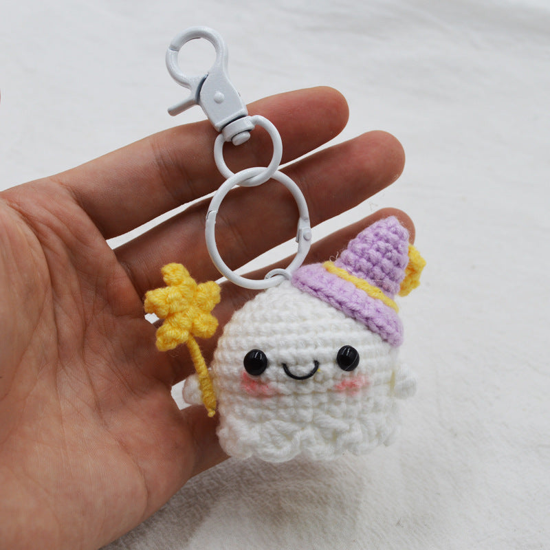 Sunny Doll Lucky ghost Pendant Hand Crocheted Keychain