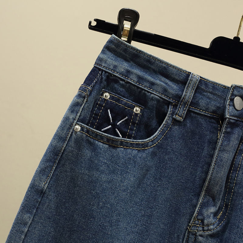 High Waist Slimming Sheath Plus Size Denim Skirt