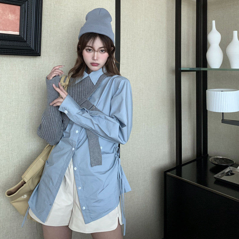 All-match Mid-length Outer Shirt Sweater