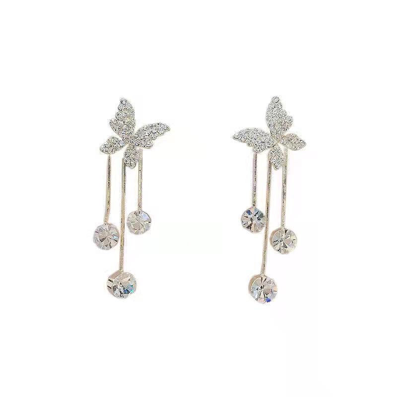 Butterfly Rhinestone Drop Dangle Earrings