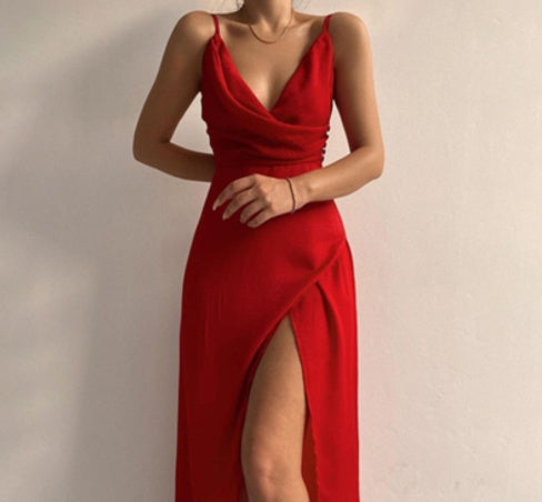 V-neck Slip Low Cut Dress