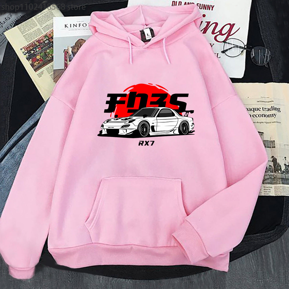 New Car Printed Cotton Hoodie Casual