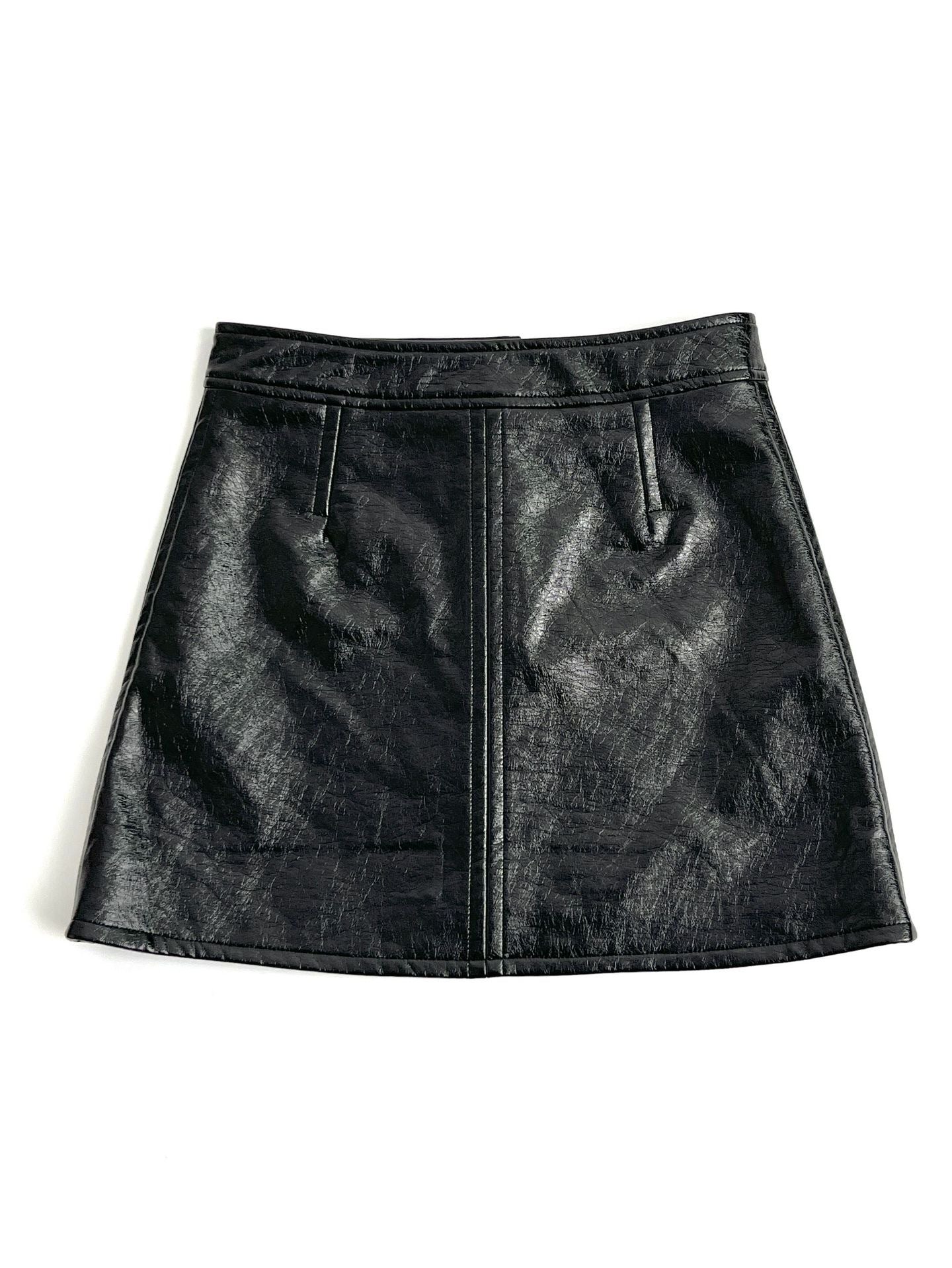 Fashion Casual Package Hip PU Leather Skirt