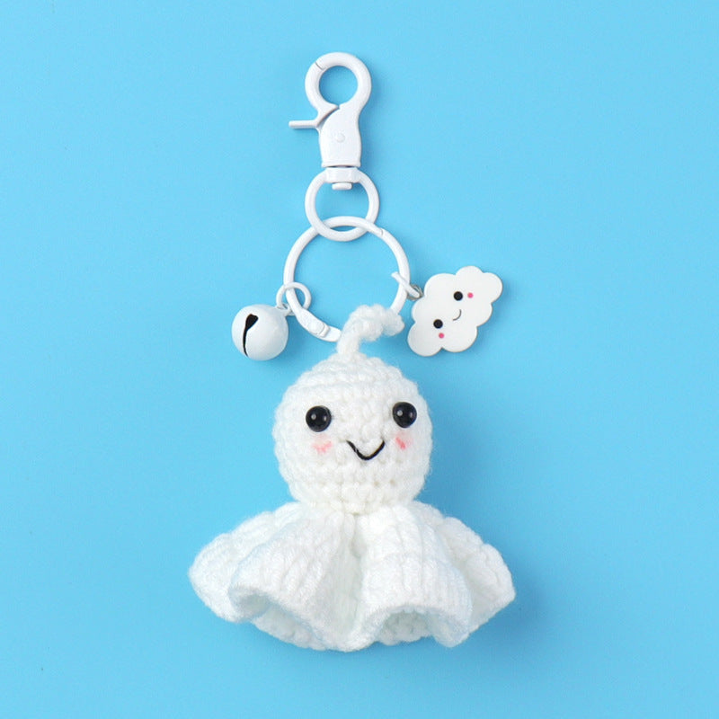 Sunny Doll Lucky ghost Pendant Hand Crocheted Keychain