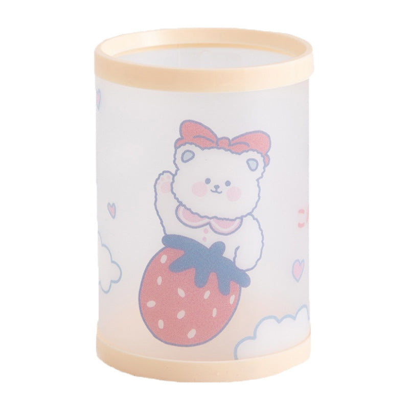 Cartoon Bear Plastic Holder Stationery Pen Holder Desktop Storage Box