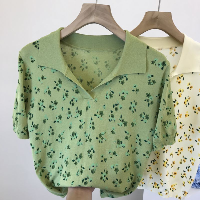 Flower Lapel Pullover Shirt