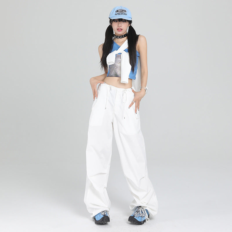 White loose fitted cargo pants