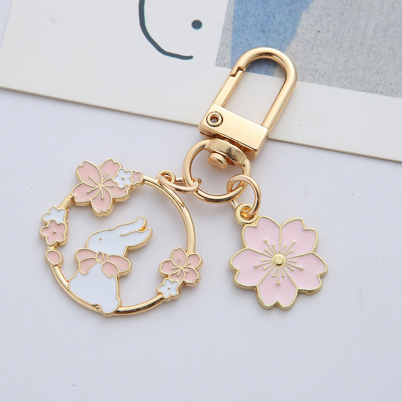 Cute Rabbit Cat Alloy Keychain Pendant