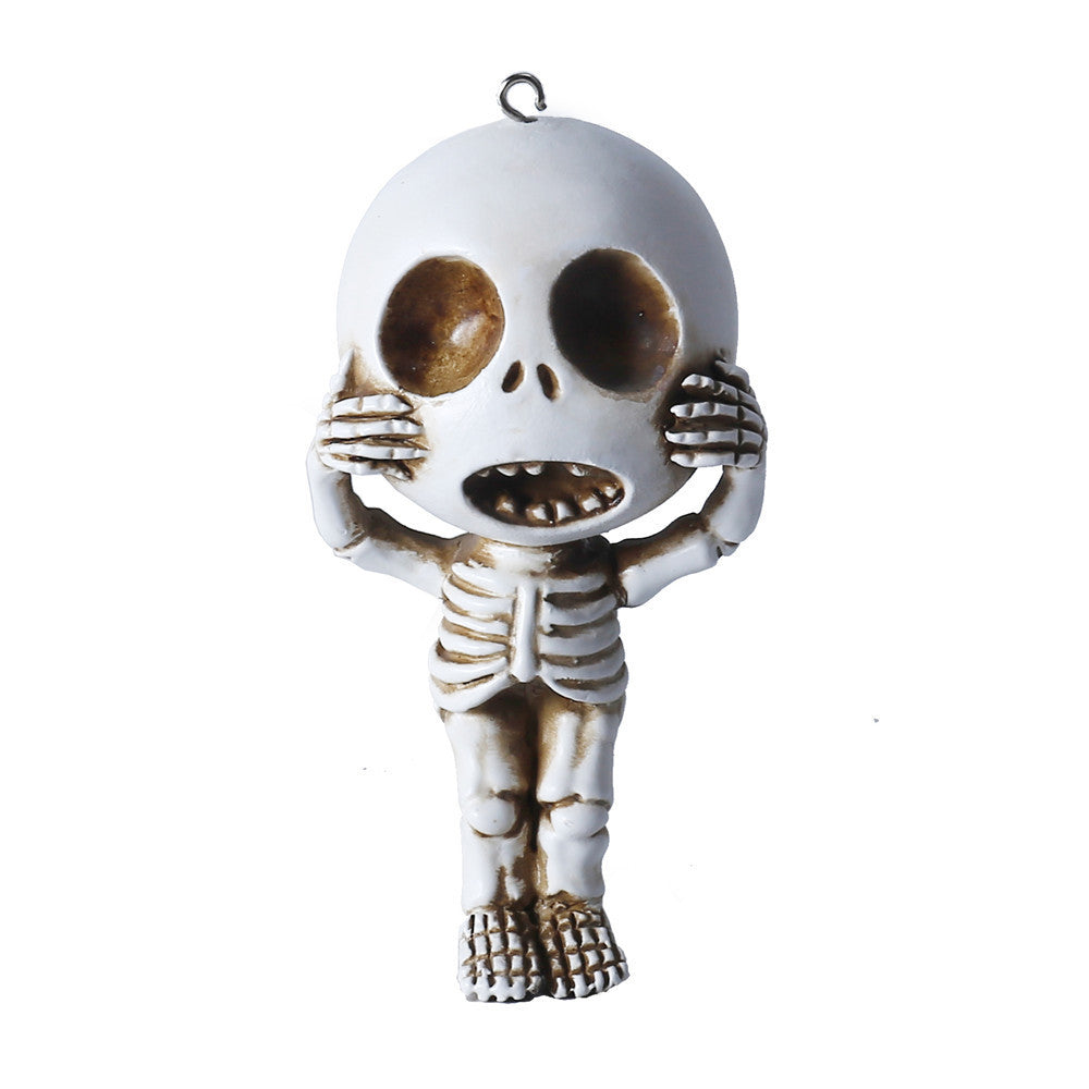 Small Skull Doll Resin Keychain Pendant