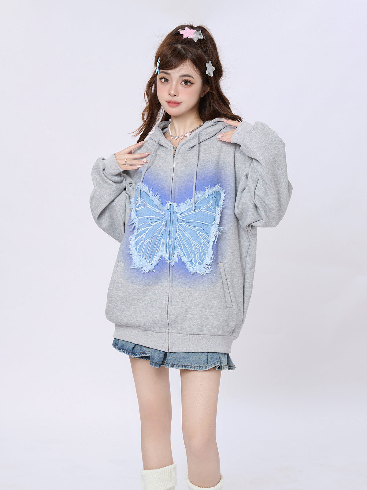 Retro Butterfly Patch Cardigan Sweater