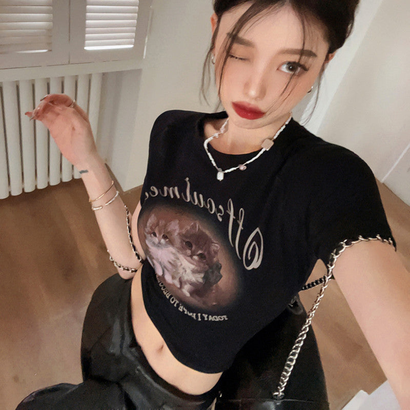 Round Neck Short Sleeve Bottoming Shirt Cartoon