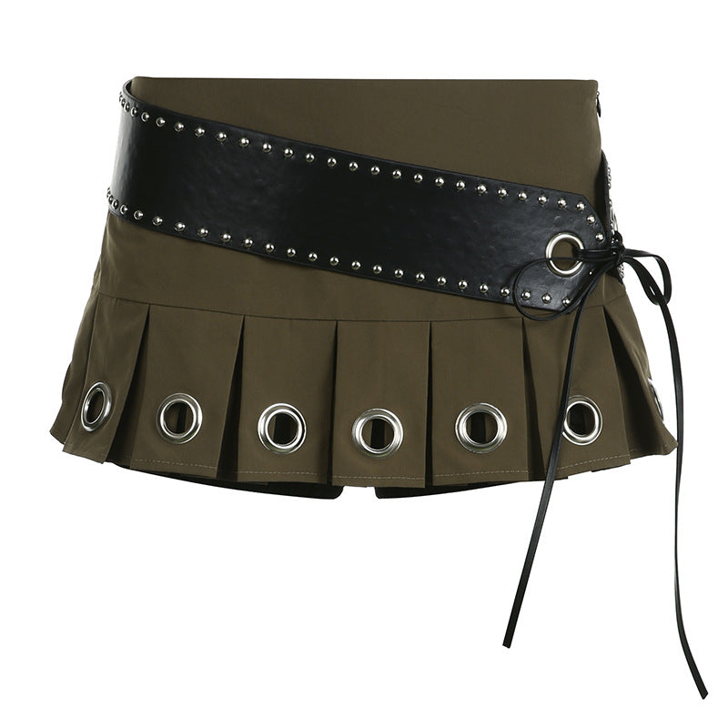 All-match Metal Buckle Splicing Skirt