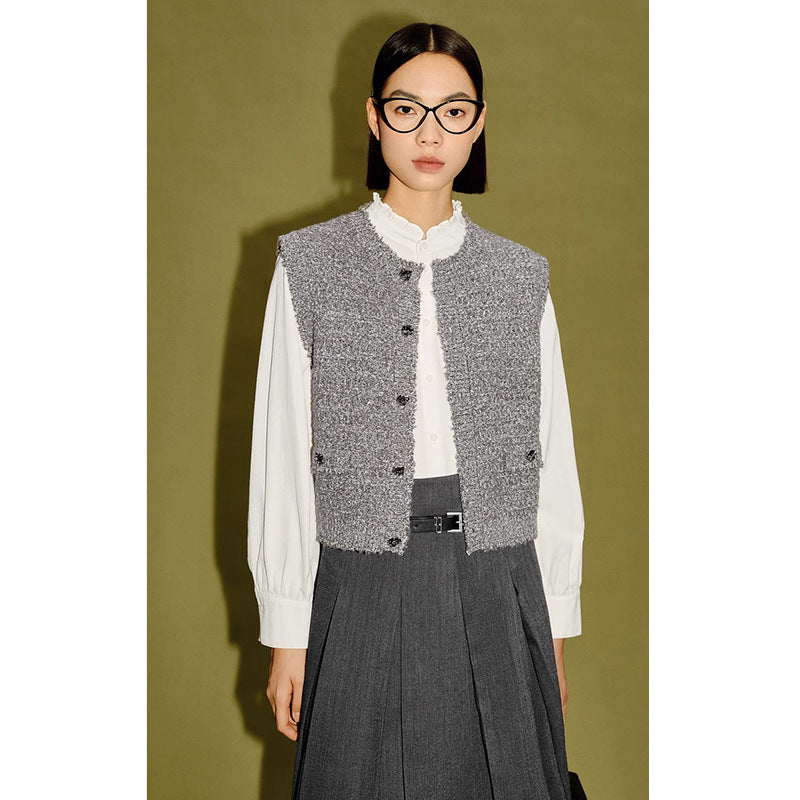 Grey Melange Knitted Vest