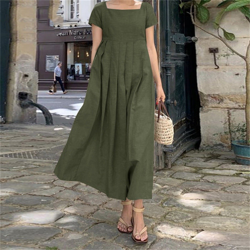 Linen Short Sleeve Summer Dress