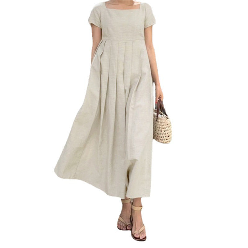 Linen Short Sleeve Summer Dress