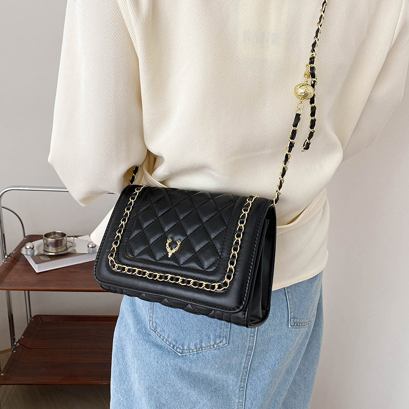 Rhombus Embroidery Line Small Square Crossbody Bag