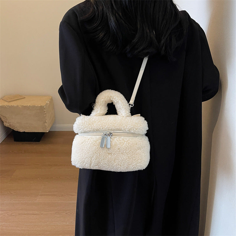 Wool zip up Plush Portable bag