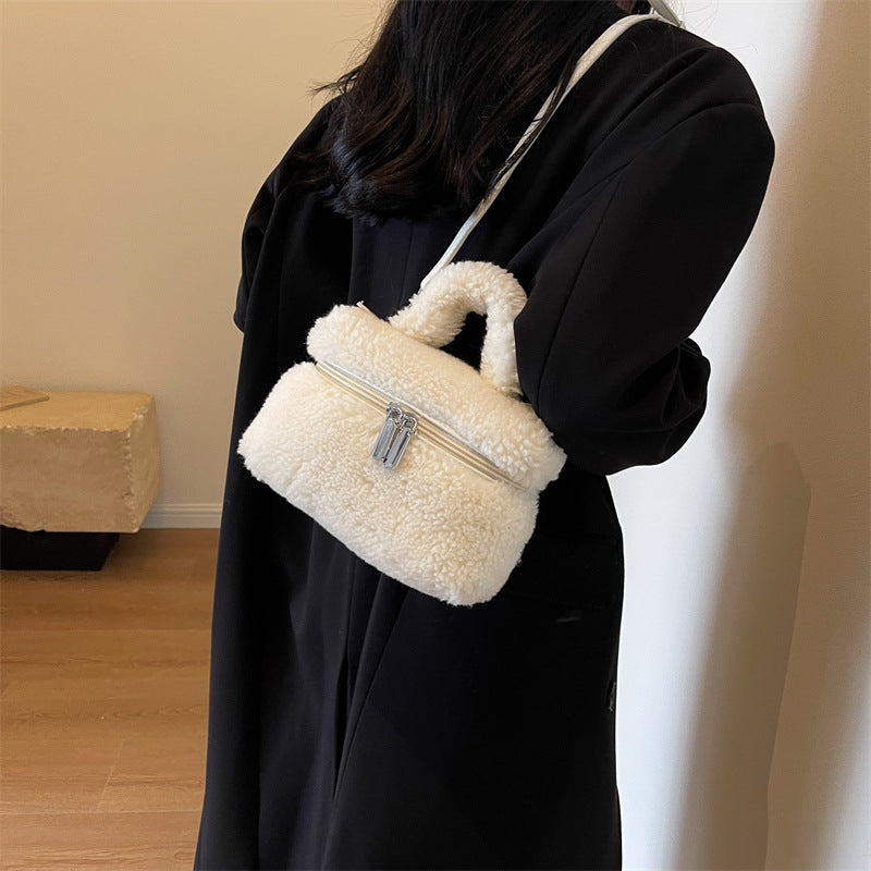 Wool zip up Plush Portable bag